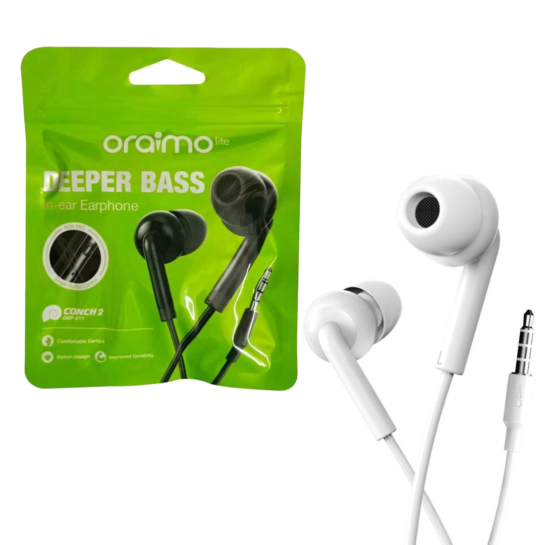 Oraimo OEP-E11 Strong Bass Earphones With Mic | B.10050016 (VG/LV/UF)