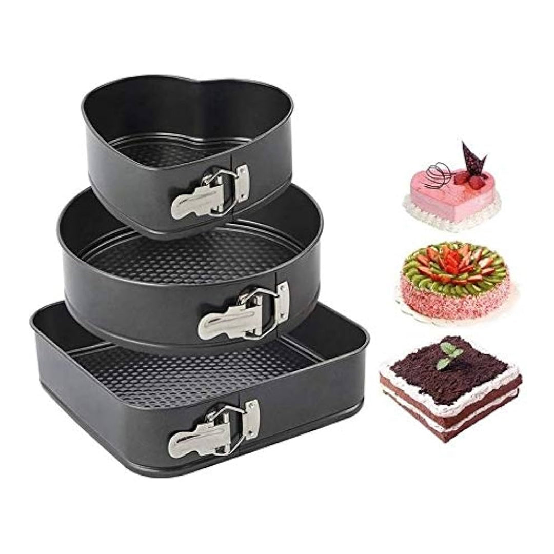 3PCS Round Heart Square Shape Cake Mounld 24cm, 26cm, 28cm | B.20046029 (NR-NI-EO)