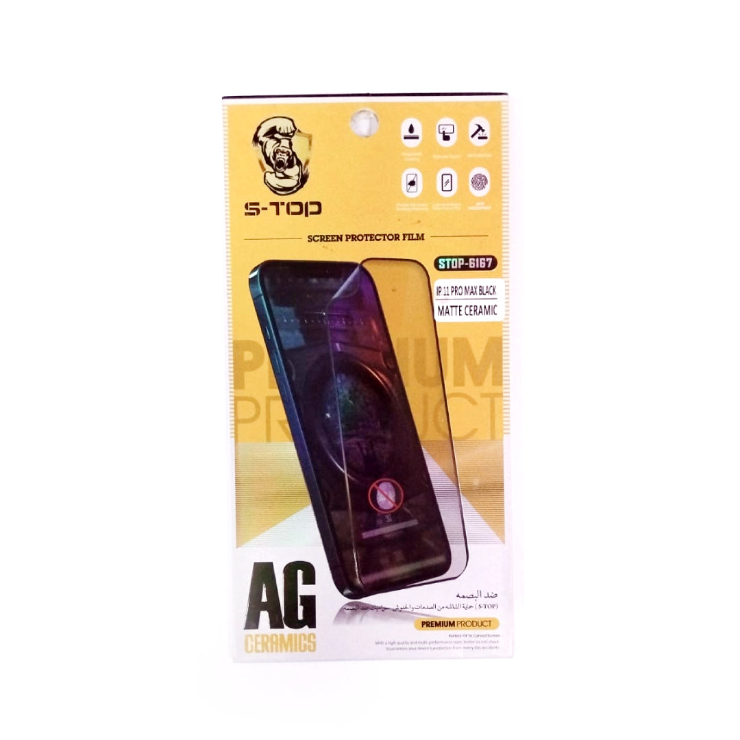 S-TOP - 6167 | Matte Screen Protector Film | Anti Fingerprint | Iphone 11 Pro Max Black (VB/VG/LT)