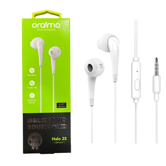 Oraimo Earphone Melodious Sound with Mic OEP E21P | B.10051427 (LL/LT/UT)