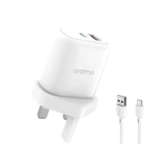 Oraimo OCW-U94D-C53 PowerCube 3 Pro 18W Fast Charging Charger Kit with Type-c Cable | B.10050012 (UP/XB/FT)