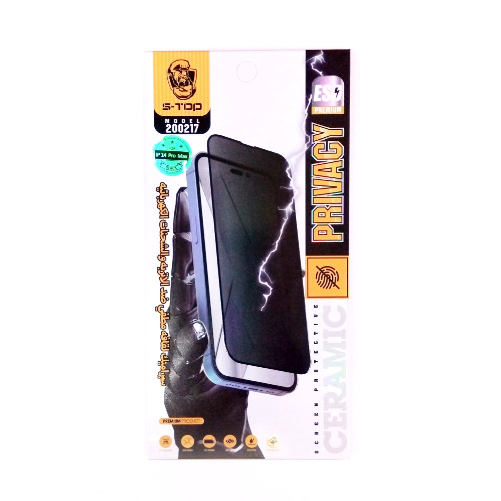 S-TOP Ceramic Matte Privacy Screen Protector | 200217 | IPhone 14 Pro Max (VB/VG/LB)