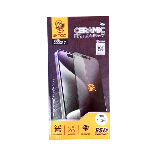 S-TOP Ceramic Matte Privacy Screen Protector | 200217 | IPhone 13 Pro (VB/VG/LB)